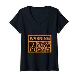 Womens I Don't Know I Just Work Here Funny Worker Employee V-Neck T-Shirt