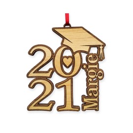 Class of 2021 Graduation Wood Ornament Graduate Party Favor Idea for Him Her RN Shadow Box Decoration College Grad Car Decor Engraved