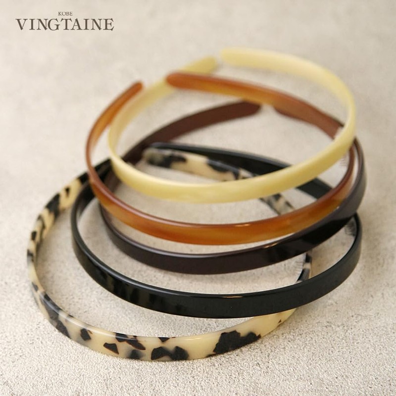 VINGTAINE HK-58-CAMEL Simple Headband, Tortoise Shell Style, Elegant, Chic Women's