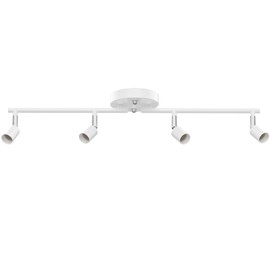 AIBOO Track Lighting Kit, Modern White Ceiling Spot Lighting with Flexibly Rotatable Light Heads, 4 Track Lights for Room/Hallway/Kitchen (GU10 Bulbs Not Included)
