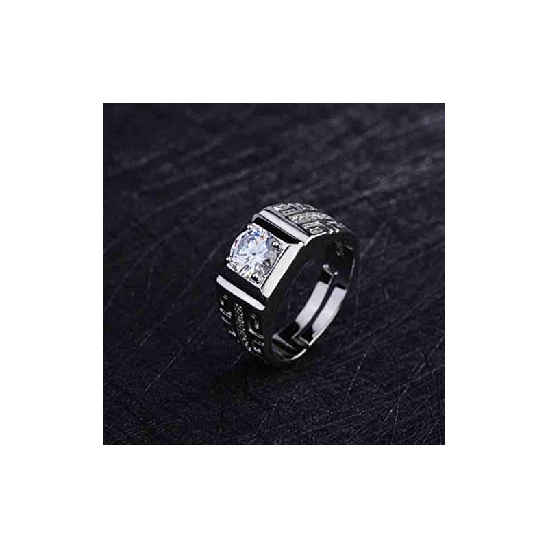 CCTUNG Rings 925 Sterling Silver Rings For Men Shining Crystal