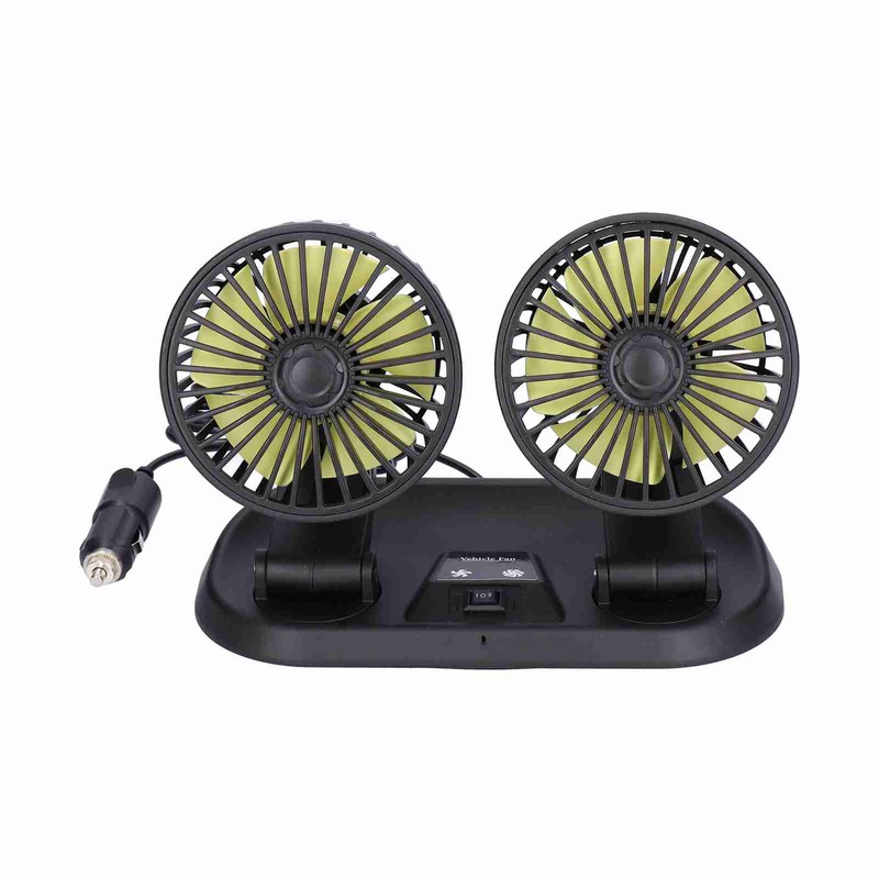 Electric Car Fan 360° Rotatable DoubleHead 5 Blades 2 Speeds