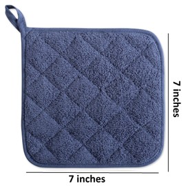 DII Basic Terry Collection Acolchado 100% algodón, agarradera, Azul francés, 3 Piezas