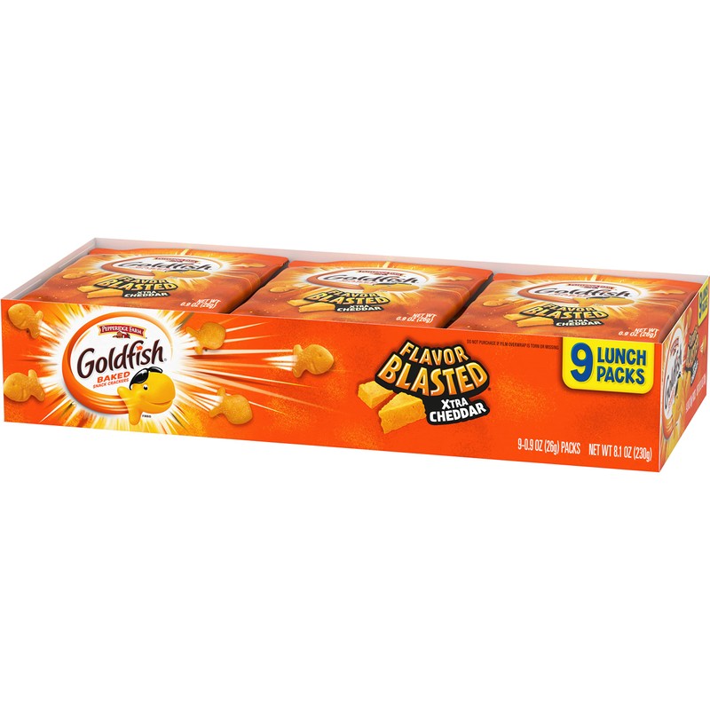 Goldfish Flavor Blasted Xtra Cheddar Cheese Crackers, Baked Snack Crackers,