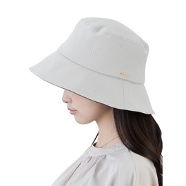 Kizawa Women's Hat, Casual, Large Size, Full Light Blocking, UV Protection, 100% UV Protection, Cold Feel, Wide Brim, Foldable, Large Size, gray