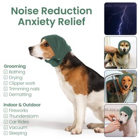 Nanaki Soft Dog Calming Hoodie Anxiety Relief Dog Ear Muffs Noise Protection Doggy Head Wrap Hematoma Fireworks Doggy Ear Cover for Bath Blow Drying Pet Head Cover Noise Cancelling Sleep Help Headband