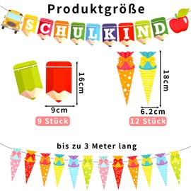 2 Stück Einschulung Deko，Banner Band Schultüte und Banner Pencil Schulkind Deko zur Begrüßung der Schüler bei ihrer Rückkehr in die Schulanfang
