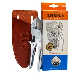 Original LÖWE 1, 100th Anniversary Edition - Professional Garden Shears Anvil Scissors 1,100 Metal with Stainless Steel Blade Together with Handmade Leather Holster