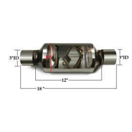 Northeastern Exhaust | Stainless Steel - 3 Inch ID/OD, 18 Inch Long Pair of Single Chamber Performance Race Round Universal Mufflers