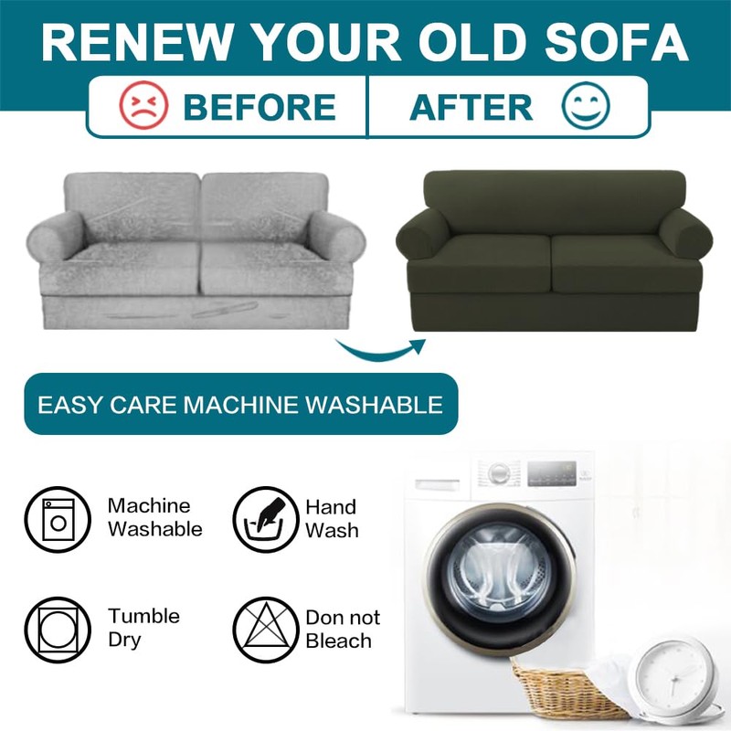 Turquoize 3 Piece T Cushion Sofa Slipcovers Stretch Couch Cover