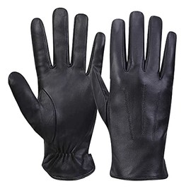 MGGMOKAY Mens Nappa Lambskin Leather Gloves(100% Cashmere Lining),Black,XX-Large