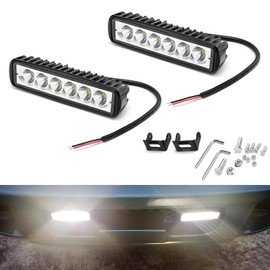 LED Daytime Running Lights, 6LED 18W Plastic Shell Spotlight, IP67 Waterproof Auxiliary Lighting Accessory, Universal for Most Cars Motorcycles Buggies Trucks Forklifts Boats (White)