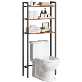 HOOBRO Over-The-Toilet Storage, 3-Tier Bathroom Organizer Over Toilet, Wooden Bathroom Shelves, Space Saver, Freestanding Storage Shelf, Easy to Assemble, Rustic Brown and Black BF41TS01
