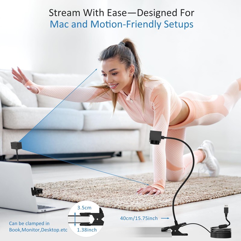 Eye Contact Webcam for PC & Mac, 1080P Center Cam