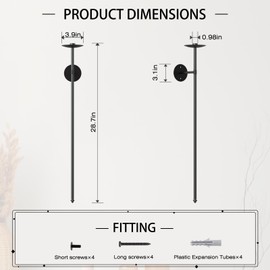 OYEFLY 2 Pcs Large Wall Candle Holder,Wall Mount Metal Candle Holders Decor (Black)