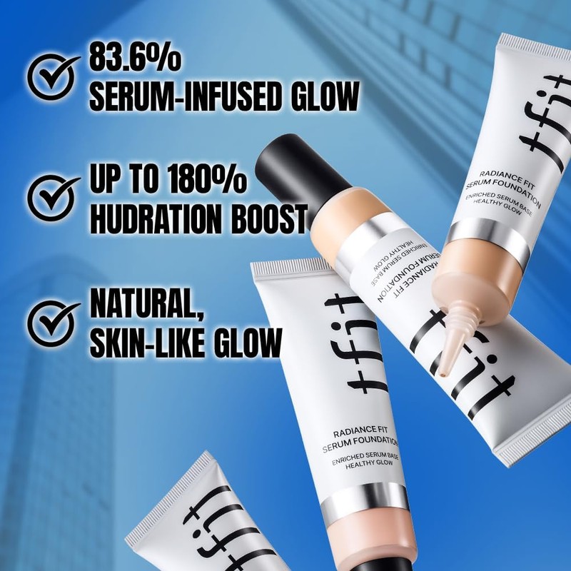 TFIT Radiance Fit Serum Foundation, Healthy Glow, Cobertura Luminosa, Textura