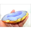 Jet International Gold Plated Agate Slice Coaster Indigo 4 inch