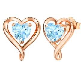 LAVUMO Sterling Silver Earrings for Women Silver Gold Rose Gold Stud Heart Earrings Set Hypoallergenic Jewellery for women Birthday Anniversary Christmas Valentine Gifts for Her