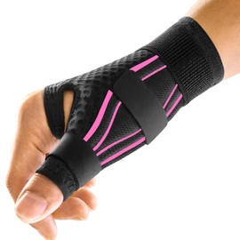 FREETOO Ergonomic Thumb Brace Right and Left, Breathable and Soft Thumb Splint, Thumb Orthosis for Osteoarthritis, Tendonitis, Shot Thumb, Men and Women, L/XL, Black/Pink