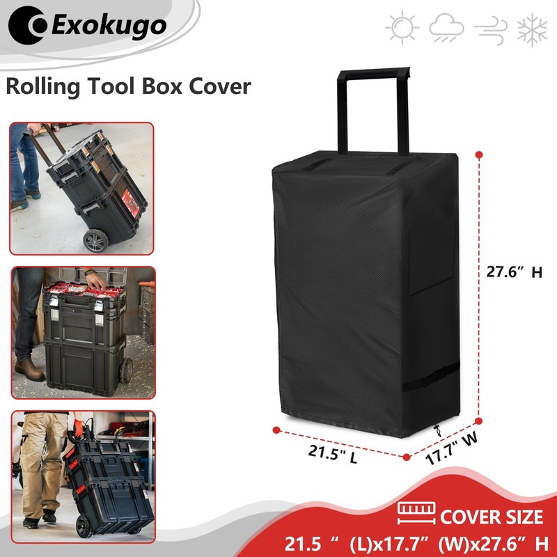 Exokugo Rolling Tool Box Cover for Stackable Tool Box System