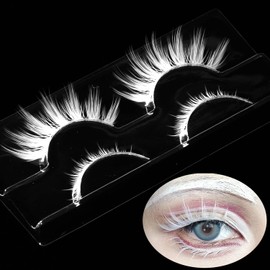Halloween Blanco Pestañas Falsas Herramientas de Extensión Japonés Nime Cosplay Maquillaje Natural Buscando Mascarada Fiesta Pestañas de Ojos 15mm Look Cosplay A