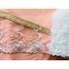 Unbranded Snow White Floral Embroidered Lace Trim for Sewing/Bridal/
