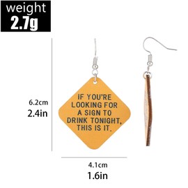 Wooden Beer Dangle Earrings – "If You're Looking for a Sign to Drink Tonight, This is It." Funny Drop Earrings for Women Men Party Holiday Oktoberfest Outfits-sign