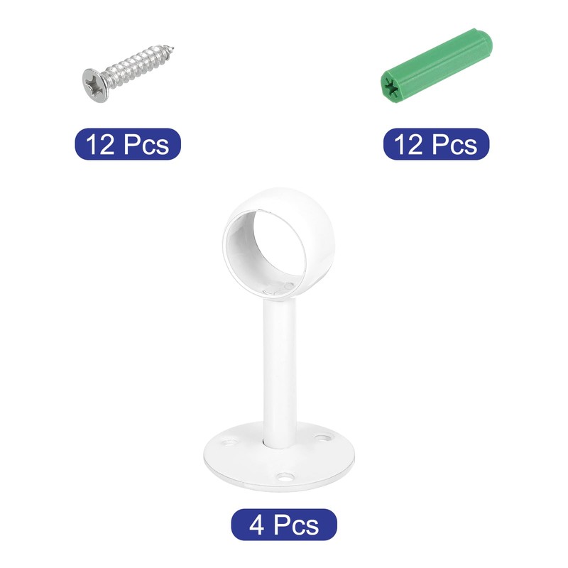 sourcing map 4 Pcs 0.98 Inch Curtain Rod Holder, Ceiling