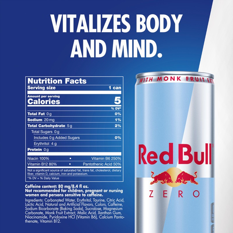 Red Bull Zero Energy Drink, 8.4 fl. oz., with 80mg
