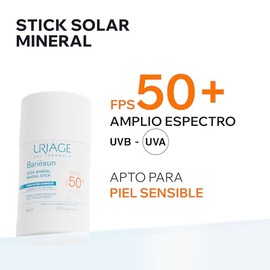 Uriage Stick Solar Mineral SPF50+ - Protector Solar 100% Mineral en Barra - Alta Protección UVA/UVB - Con Manteca de Karité y Vitamina E - Ideal para 