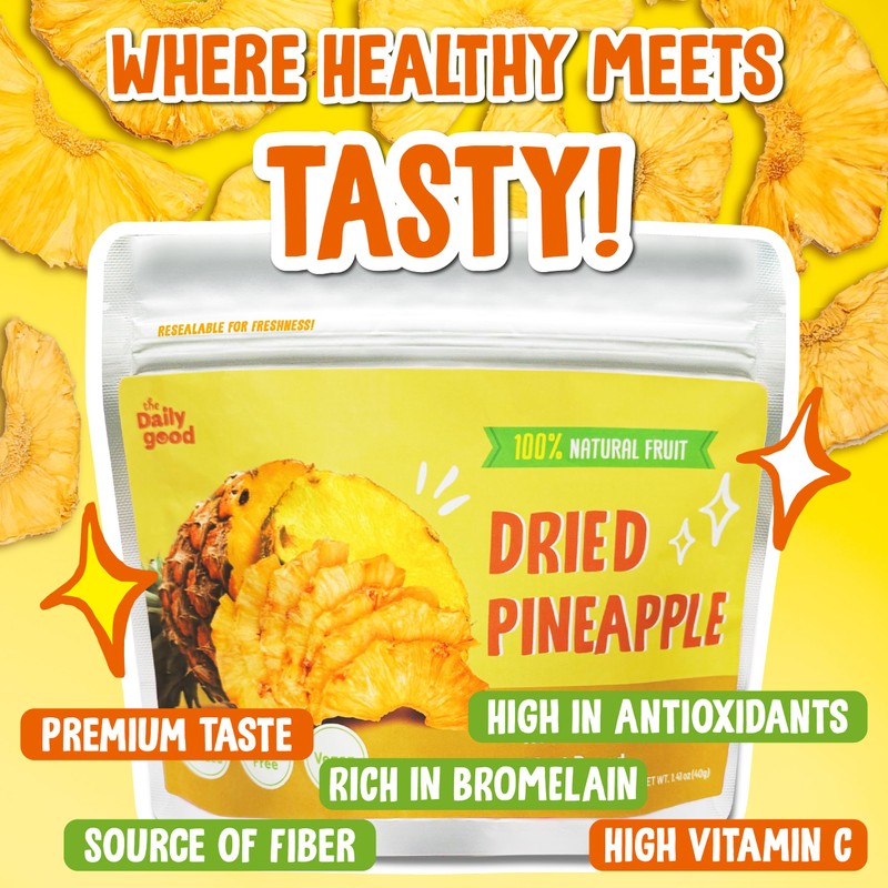 The Daily Good Soft-Dried Pineapple Slices | All Natural Superfood