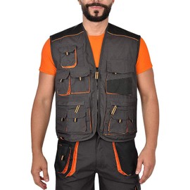 BWOLF Atlas Multifunctional Work Vest Men's Work Vest Classic Grey/Orange, grey / orange