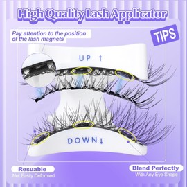Magnetic Eyelashes Natural Look, Reusable Magnetic Lashes Kit with Applicator, No Glue Needed Magnetic Eyelashes Kit, Easy to Wear and Remove for All-Day Comfort