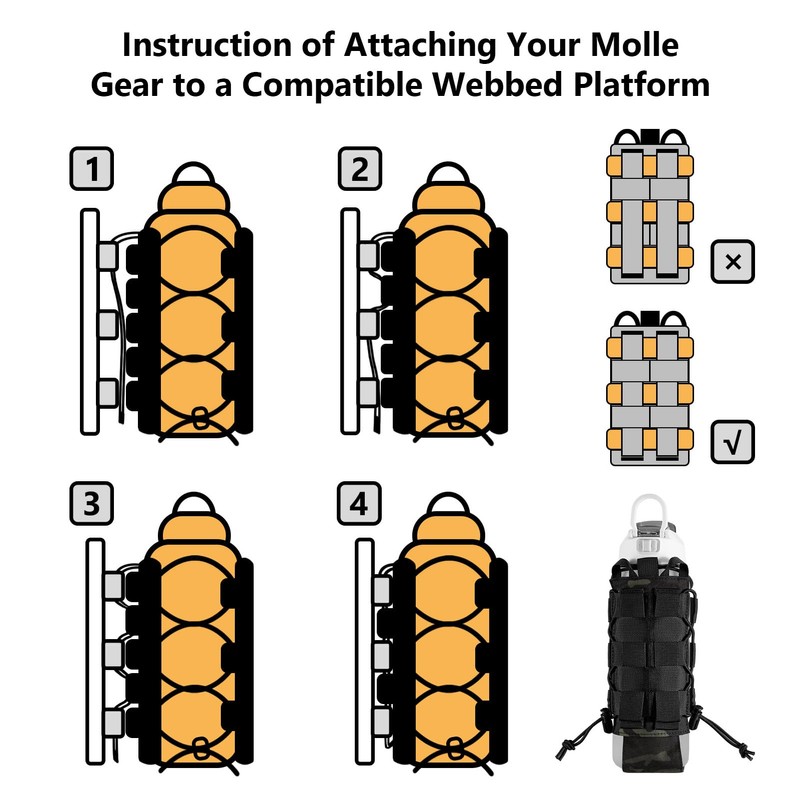 BASSDASH MOLLE Water Bottle Holder Pouch with Shoulder Strap Modular