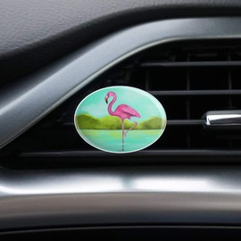 Pink Flamingo in Water Car Air Freshener Vent Clip