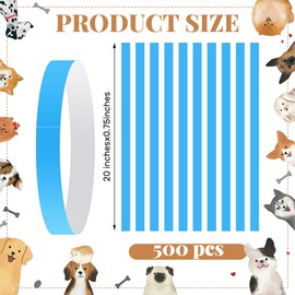 Clysee 500 Count Adjustable Paper Dog Collars with Tear Resistant Waterproof Whelping Collars Paper Puppy ID Bands Adhesive Pet Identification Tags for Newborn Dog Cat Animal(Light Blue,20 Inch)