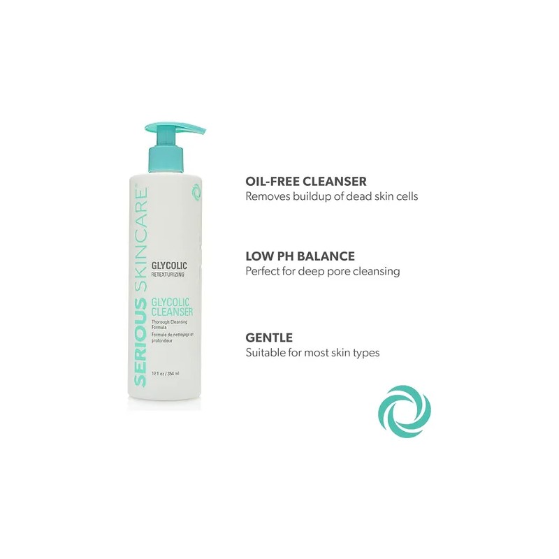 Serious Skincare Limpiador Glicólico De 12 Onzas Lavado Faci