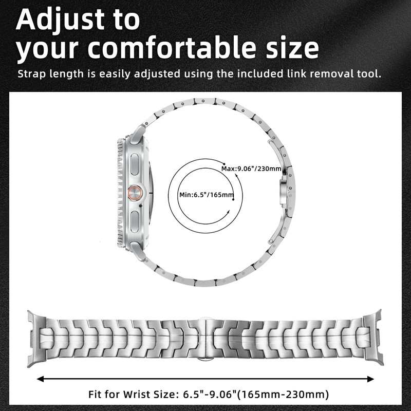 HinZann Metal Band for Galaxy Watch 9/8 (44mm/40mm) (Silver)