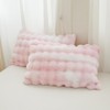 chovy Pink White Rabbit Plush Faux Fur Bread Grid Comforter