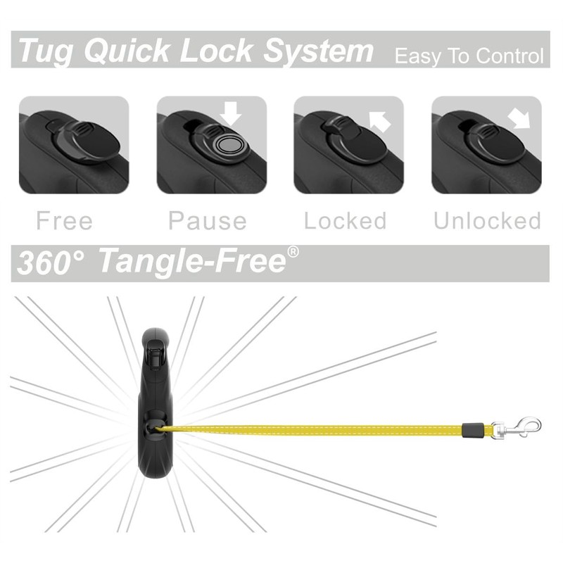 TUG 360° Tangle-Free Reflective Retractable Dog Leash | 16 ft
