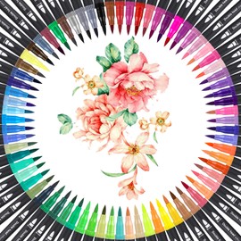 FURNIZONE Felt Tip Pens Double-Sided 72 Colours Dual Brush Pen Set Brush Marker Brush Pens Journal Accessories Pens for Hand Lettering Colouring Adults