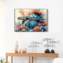 GXGLLPZBY Sea Turtle Paint by Numbers Kit for Adults Beginner,DIY Sea Turtle Paint by Numbers for Adults,Easy Canvas Paint by Number Without Frame Home Wall Decor 16 x 20 in