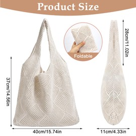 Women's Beach Bag, Crochet Bag, Beach Bag, Knitted Shoulder Bag, Summer, Beach Bag, Net for Holiday, Travel, Beach, Spring, Summer and Everyday Use, Beach bag-beige