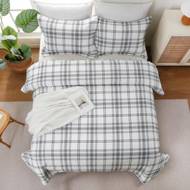 Ocharo Quilt Queen Size Striped - Reversible 3 Pieces Quilt Bedding Set Grey, Microfiber Lightwight Bedspread Soft Coverlet with 2 Pillow Shams for All Seasons (90"×90")