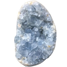 MOGEMT Large Blue Celestite Crystal Geode Raw Natural Healing Crystal Cluster Large Irregular Celestine Stone Home Decor 1.5-2.0 Lbs