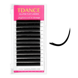 TDANCE Classic Lash Extensions Flat Lashes Eyelash Extensions 0.15mm DD Curl Ellipse Eyelash Extensions 13mm Mixed Black Matte Individual Lashes Salon Use(Flat,DD-0.15,13mm)