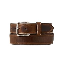 ARIAT Men's Four-Row Stitching Leather Belt with Scrolling Engraved Buckle (Brown, Size 44), brown