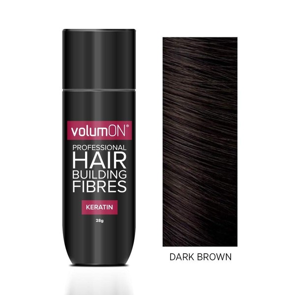 Volumon Professional Hair Building Fibres- Hair Loss Concealer- KERATIN- DARK BROWN 28g- Get Upto 30 Uses