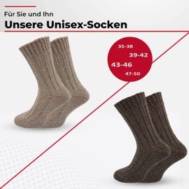Mountrex® Alpaca Socks, Wool Socks for Men and Women, Winter Socks, Warm Slipper Socks, Thermal Socks, Thin and Thick, Cuddly Socks, 2 Pairs - 43-46