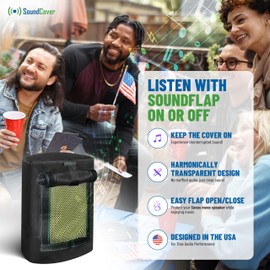 Black 600D Weatherproof Speaker Cover Custom Fit for Sonos Move Bluetooth Speaker with SoundFlap